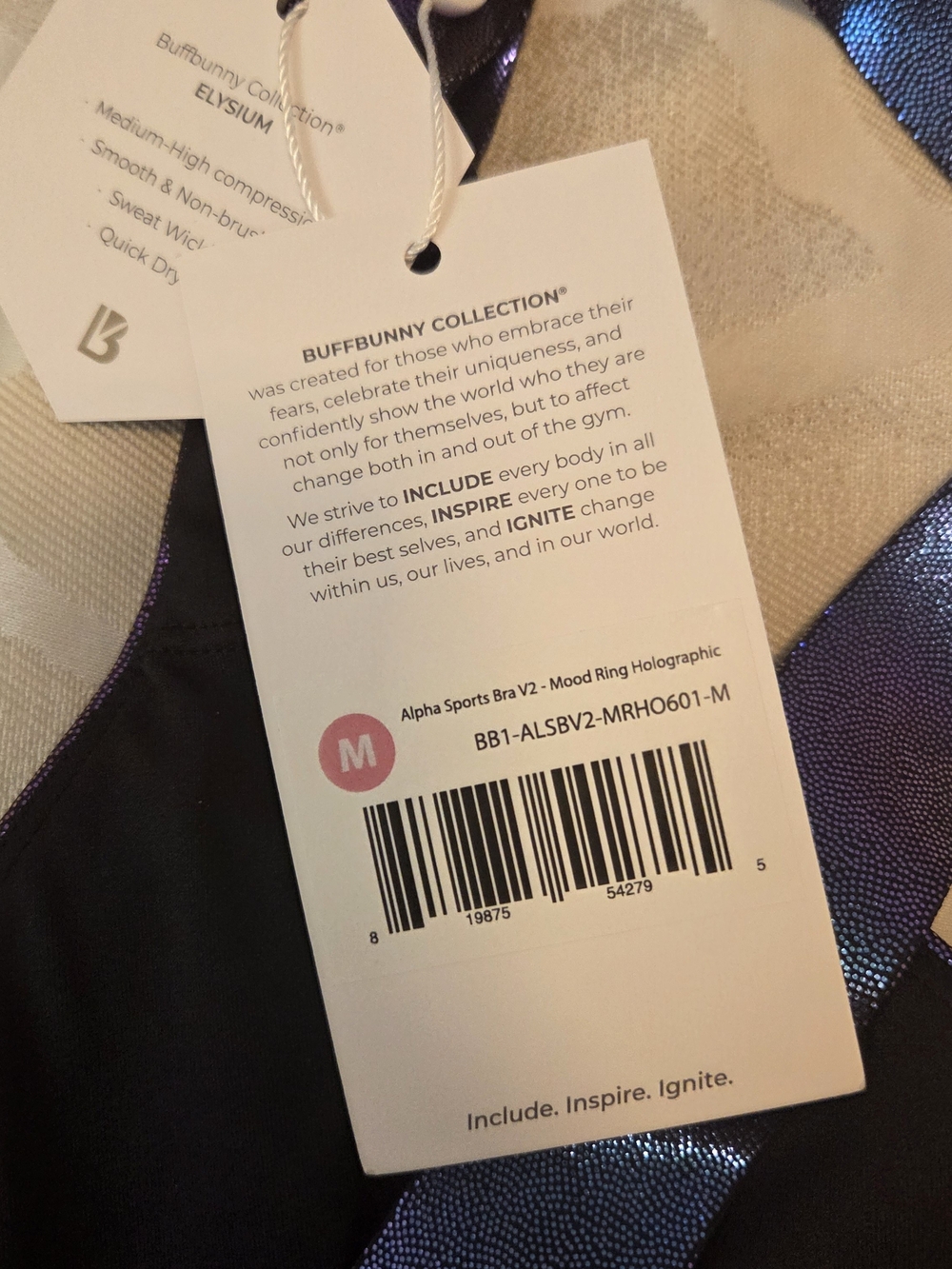 Buff Bunny Alpha Sports Bra - Purple Blue Holographic | Size Medium - Picture 5 of 6